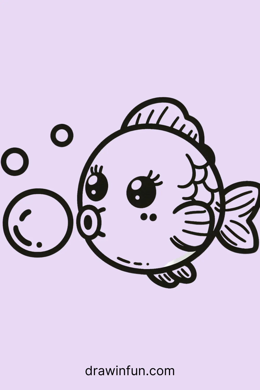 Fish Blowing a Bubble easy drawing