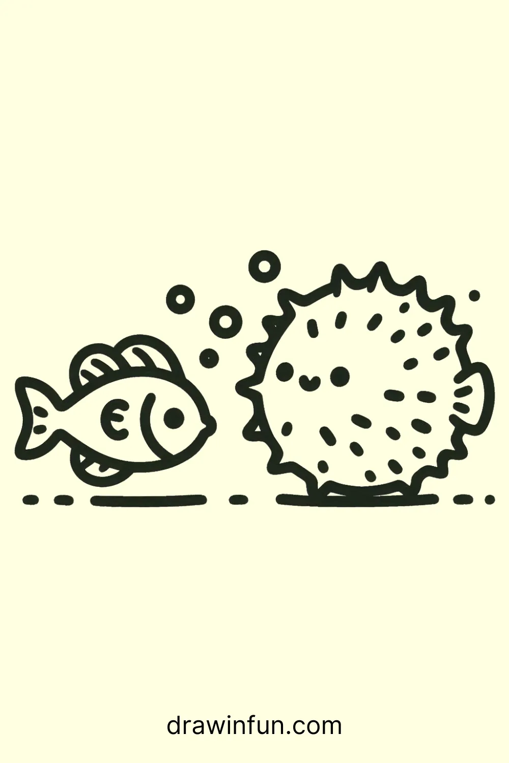 Fish with a Pufferfish easy drawing