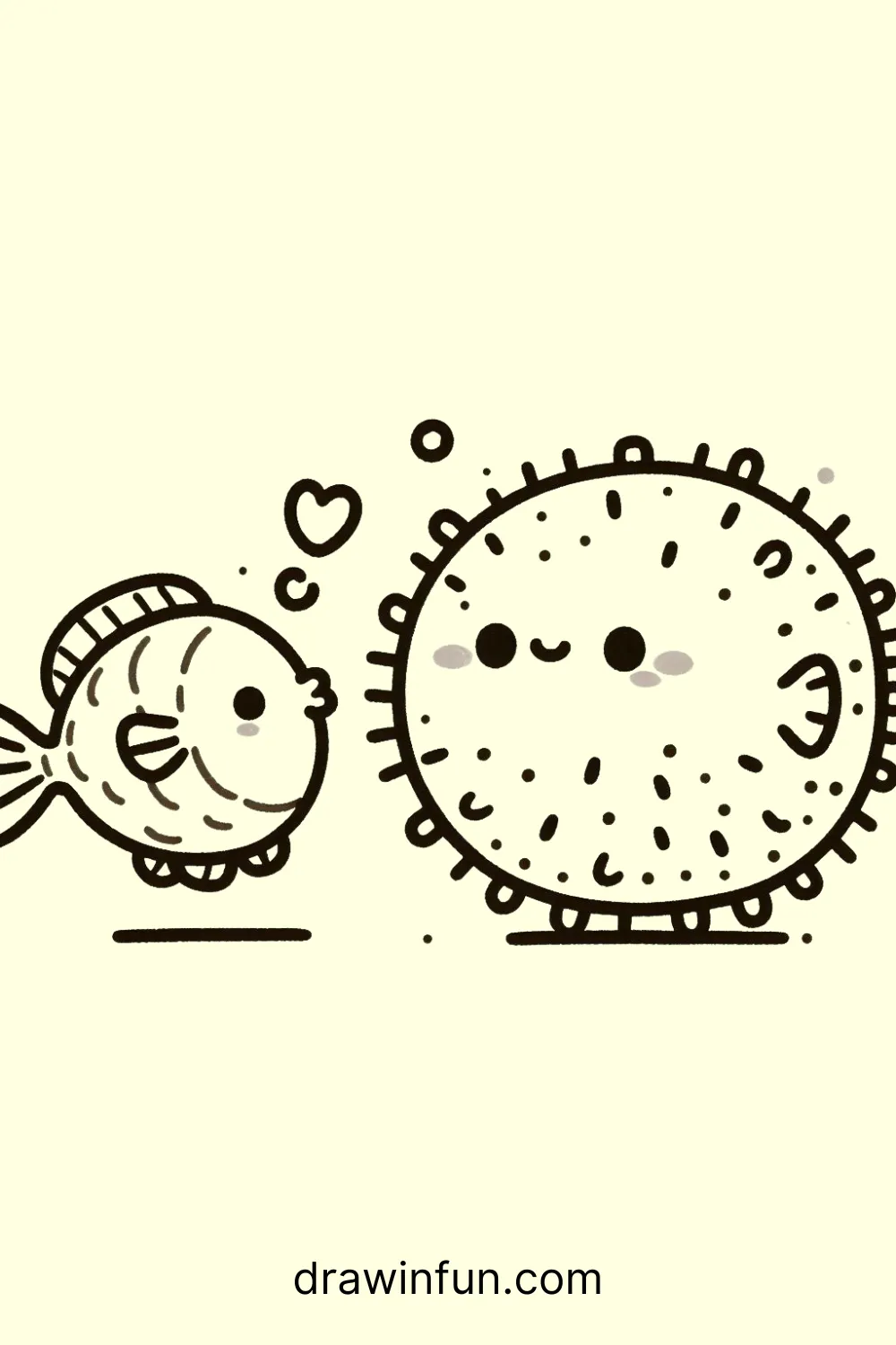 Fish with a Pufferfish easy drawing