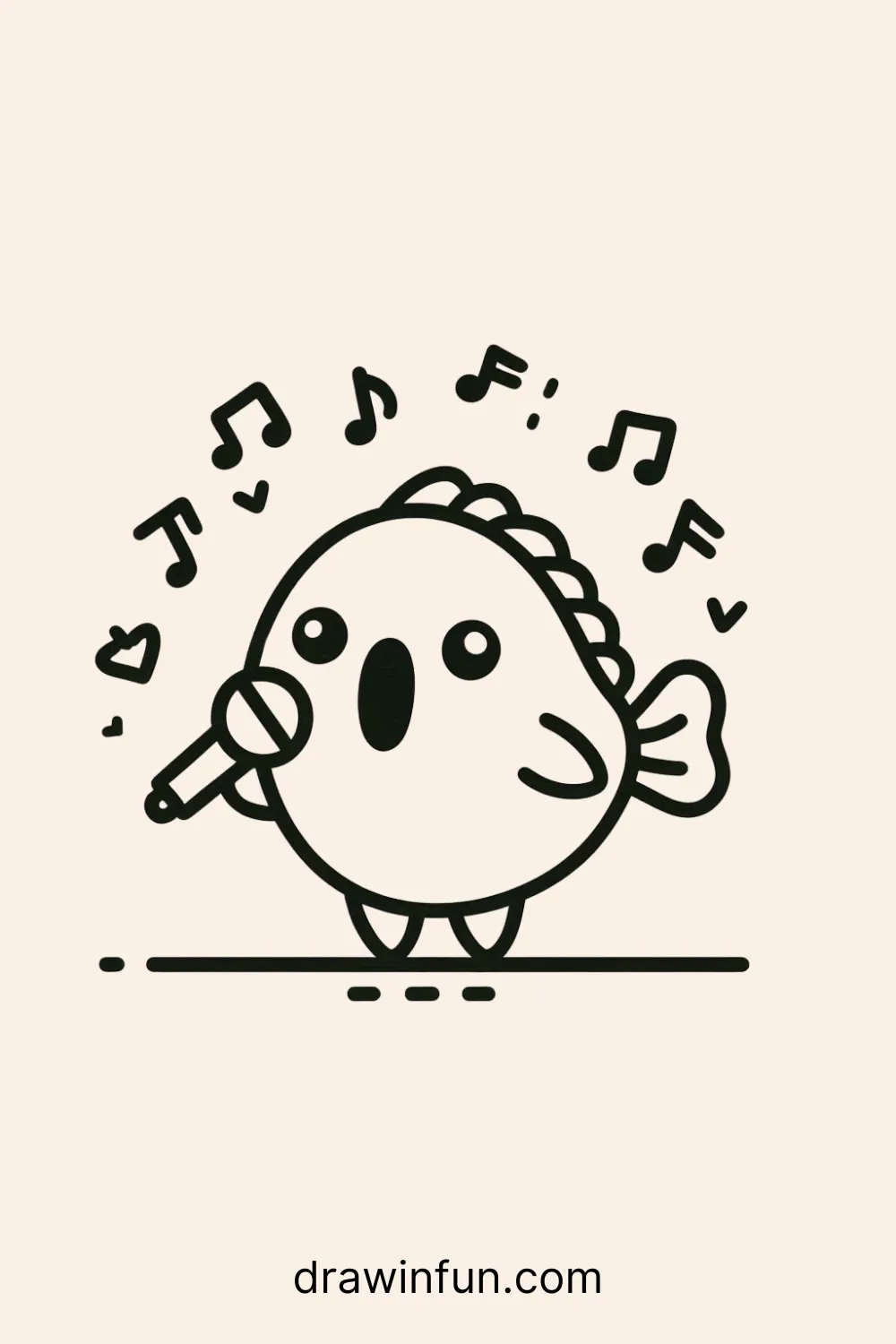 Fish with a Music Note easy drawing