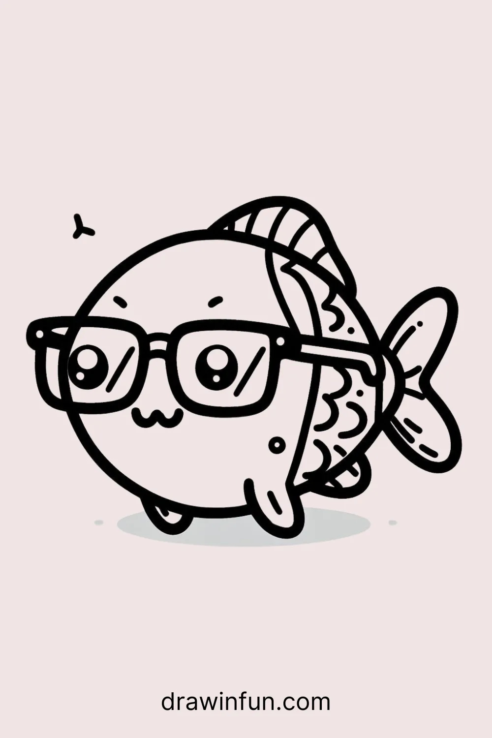 Fish wearing Glasses easy drawing