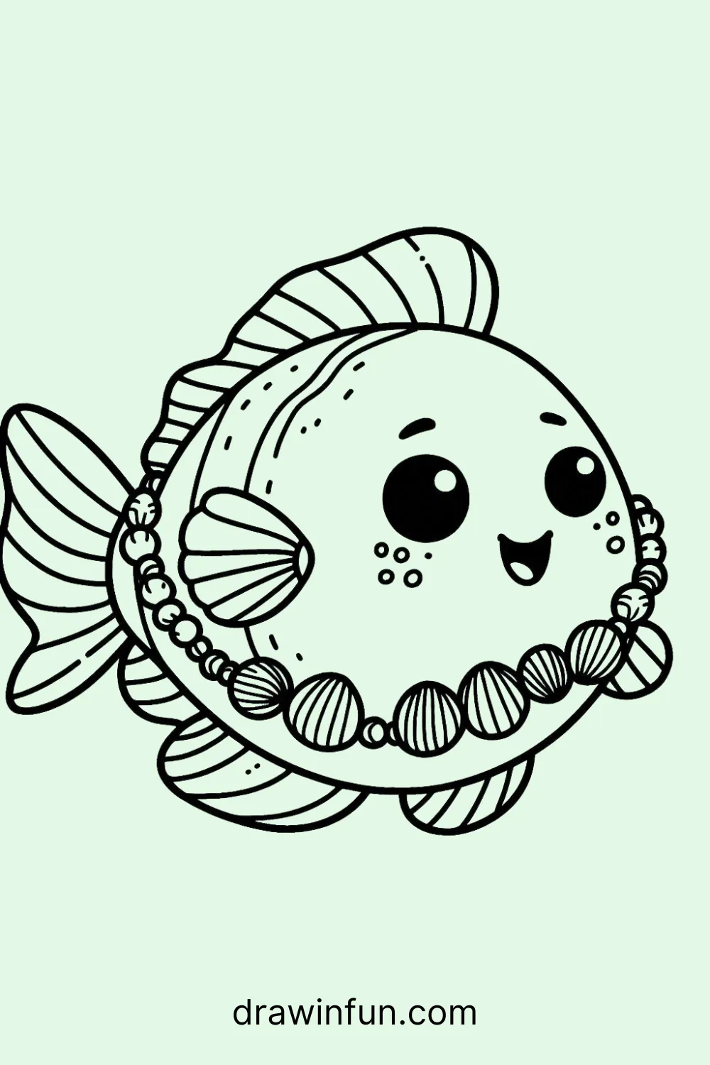 Fish with a Seashell Necklace easy drawing