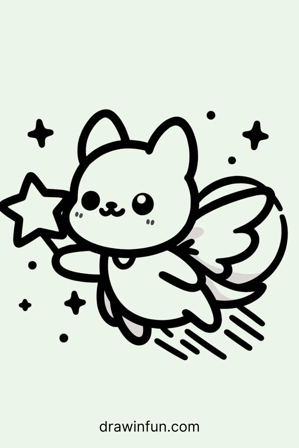 Flying Squirrel holding a star easy drawing