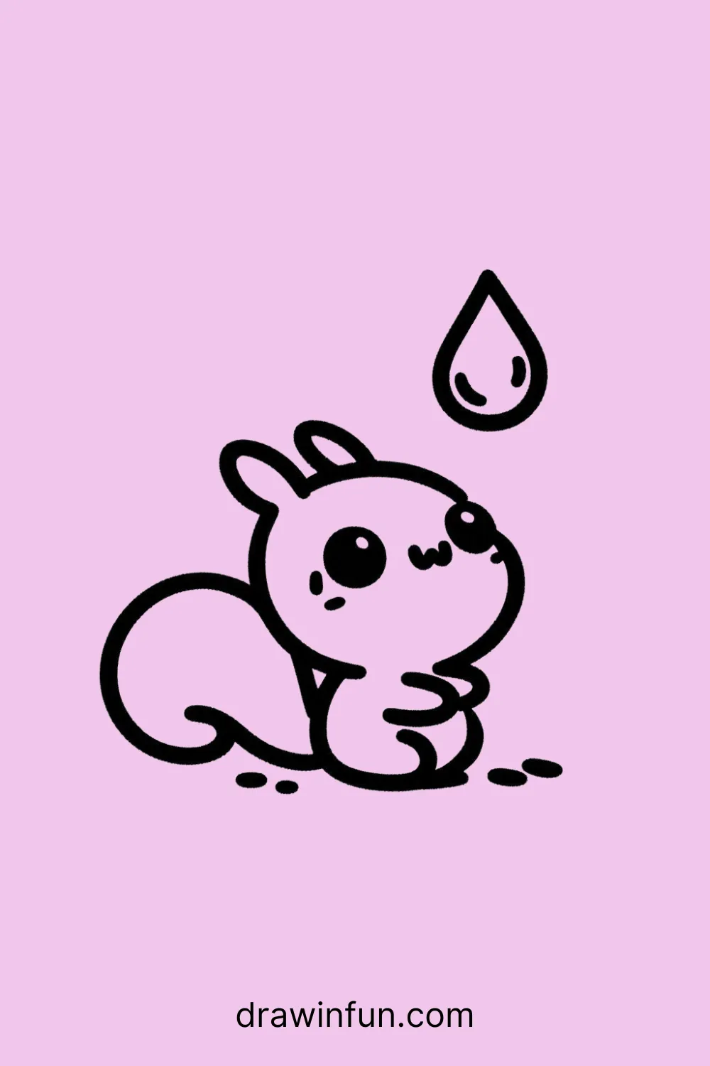 Flying Squirrel with a Raindrop easy drawing