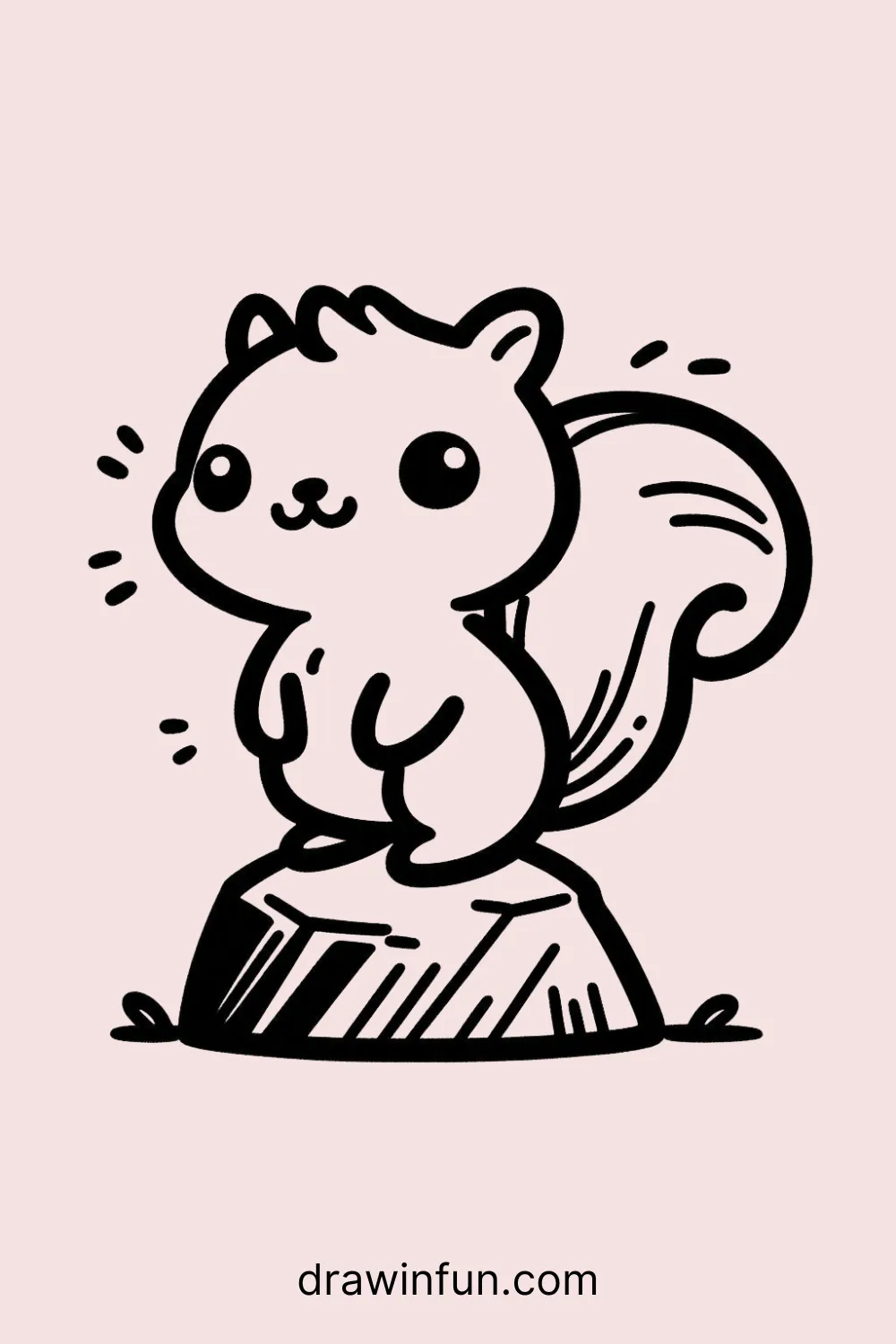 Flying Squirrel standing on a rock easy drawing