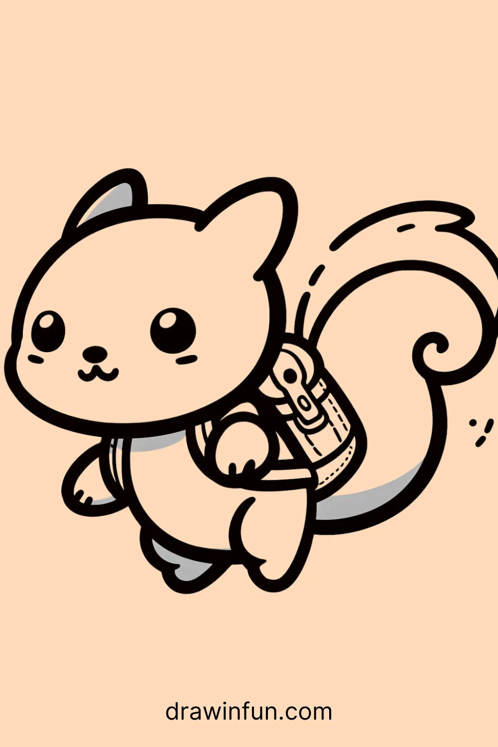 Flying Squirrel with a Backpack easy drawing