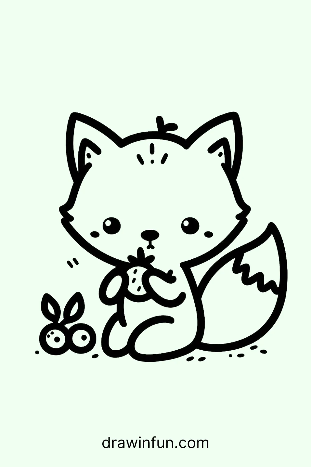 Fox eating a berry easy drawing