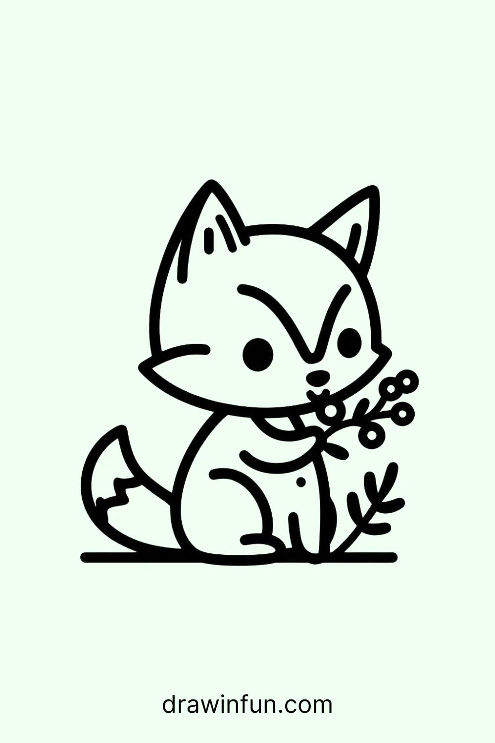 Fox eating a berry easy drawing