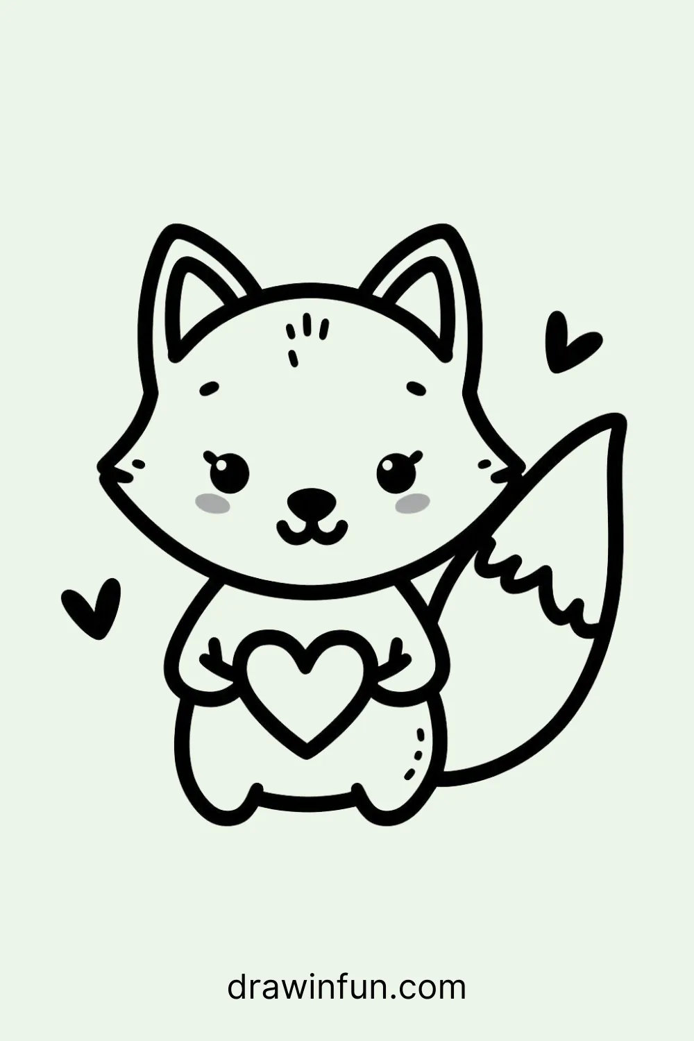 Fox with a Heart easy drawing