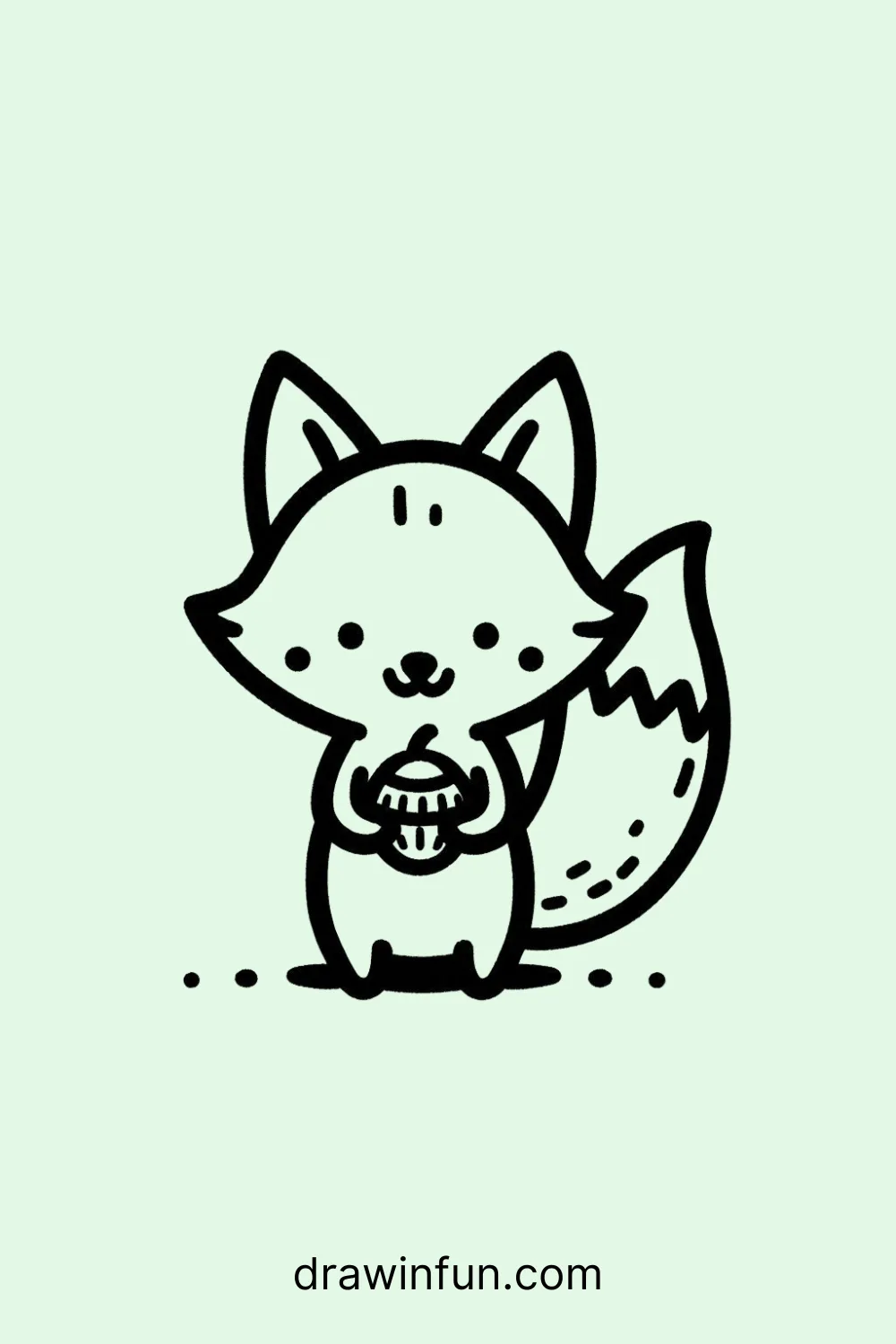 Fox holding a nut easy drawing