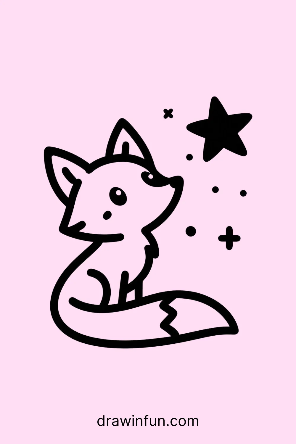 Fox looking at a star easy drawing