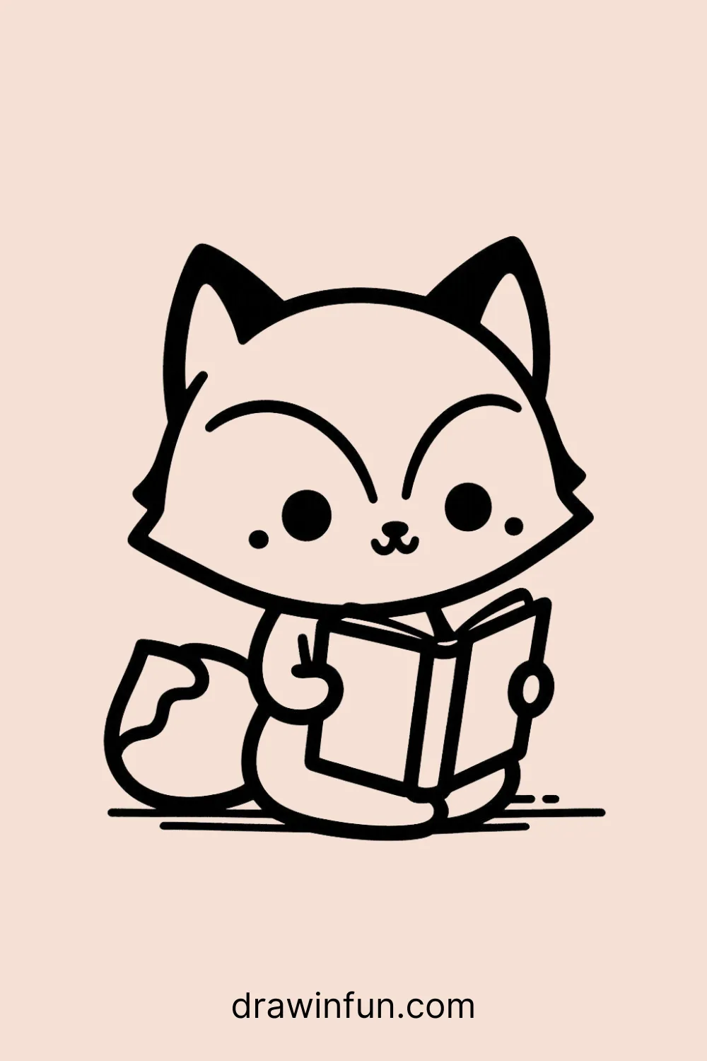 Fox reading a book easy drawing