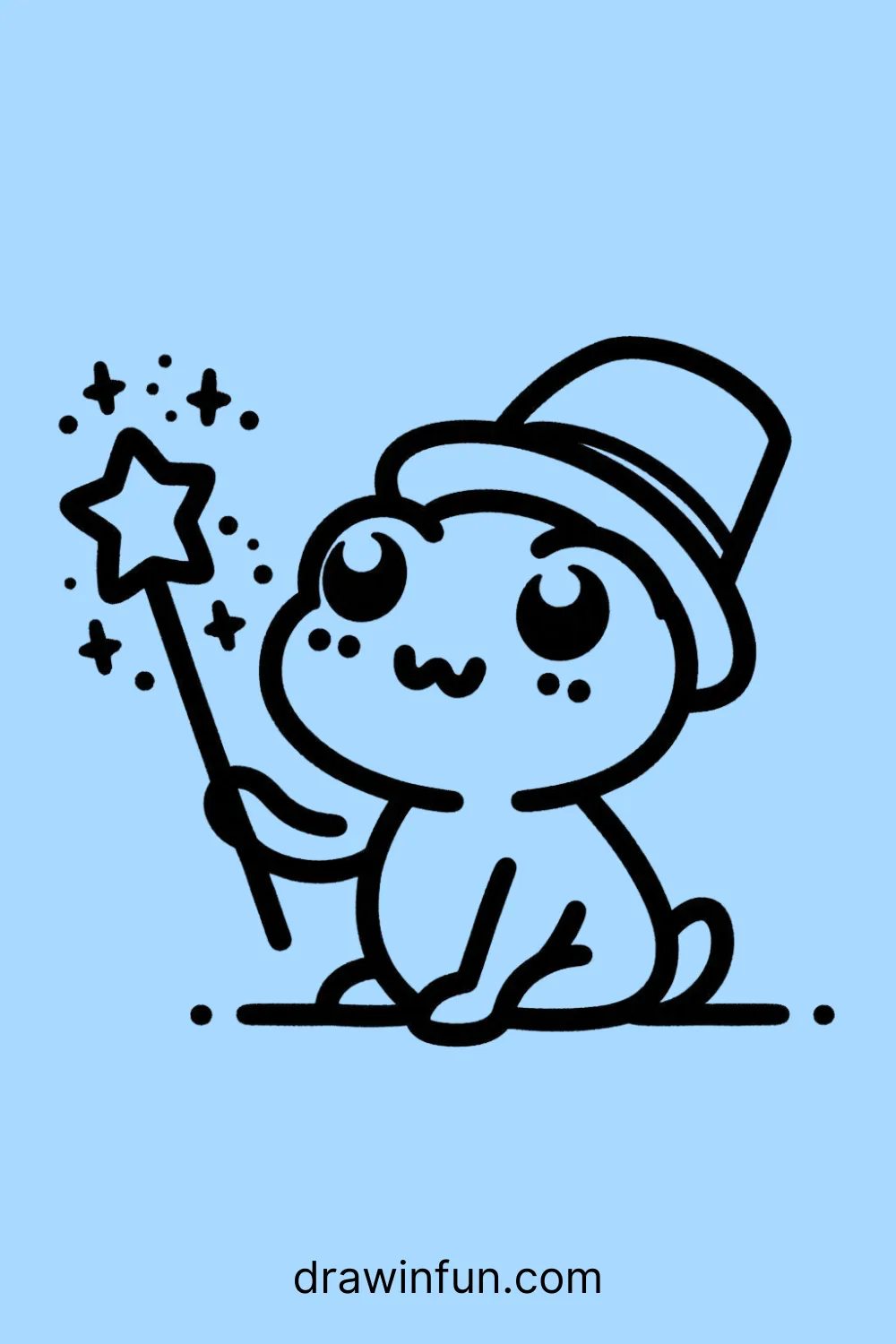 Frog with a Magic Wand easy drawing