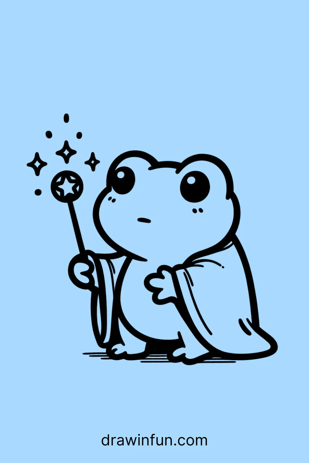 Frog with a Magic Wand easy drawing