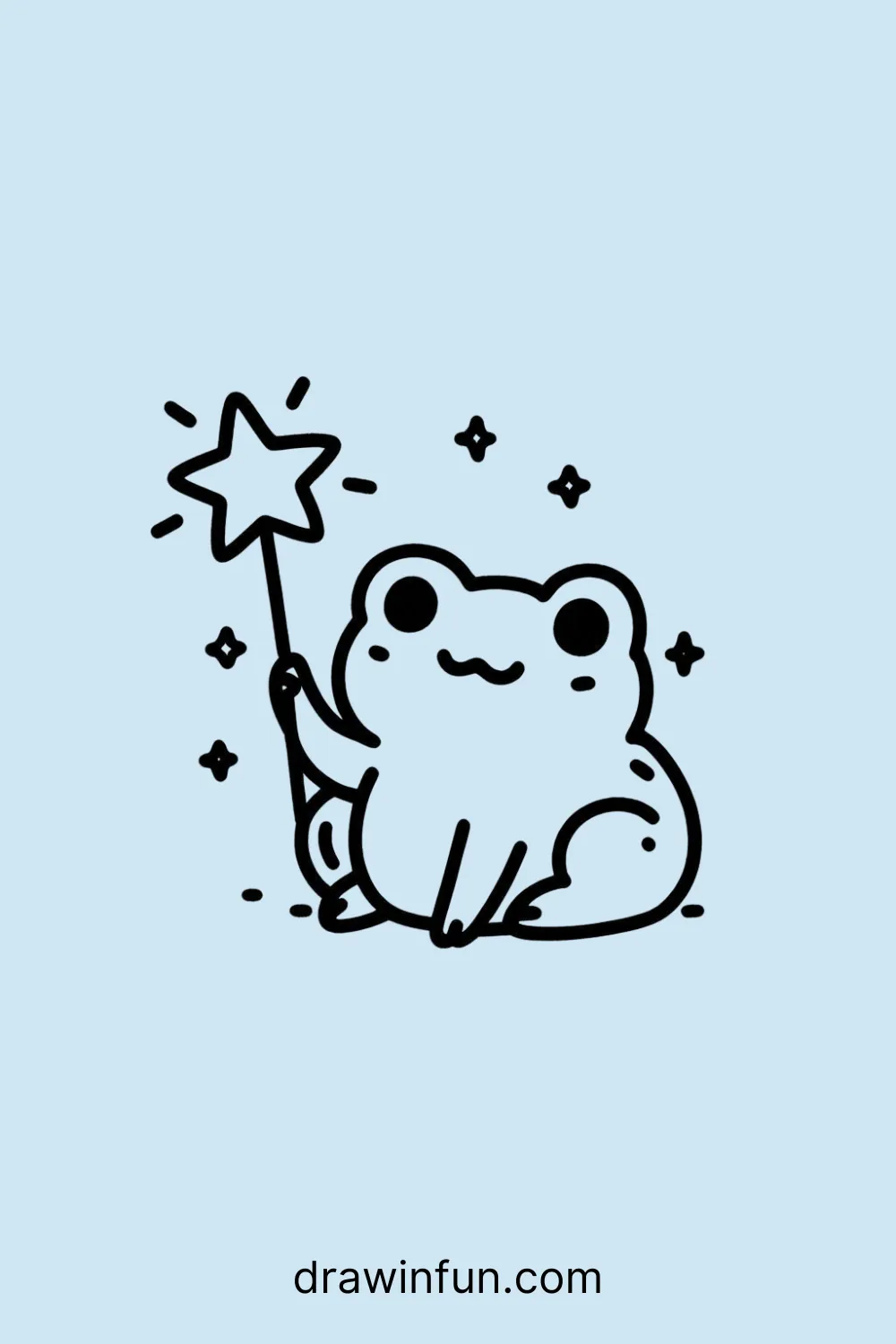 Frog holding a star easy drawing