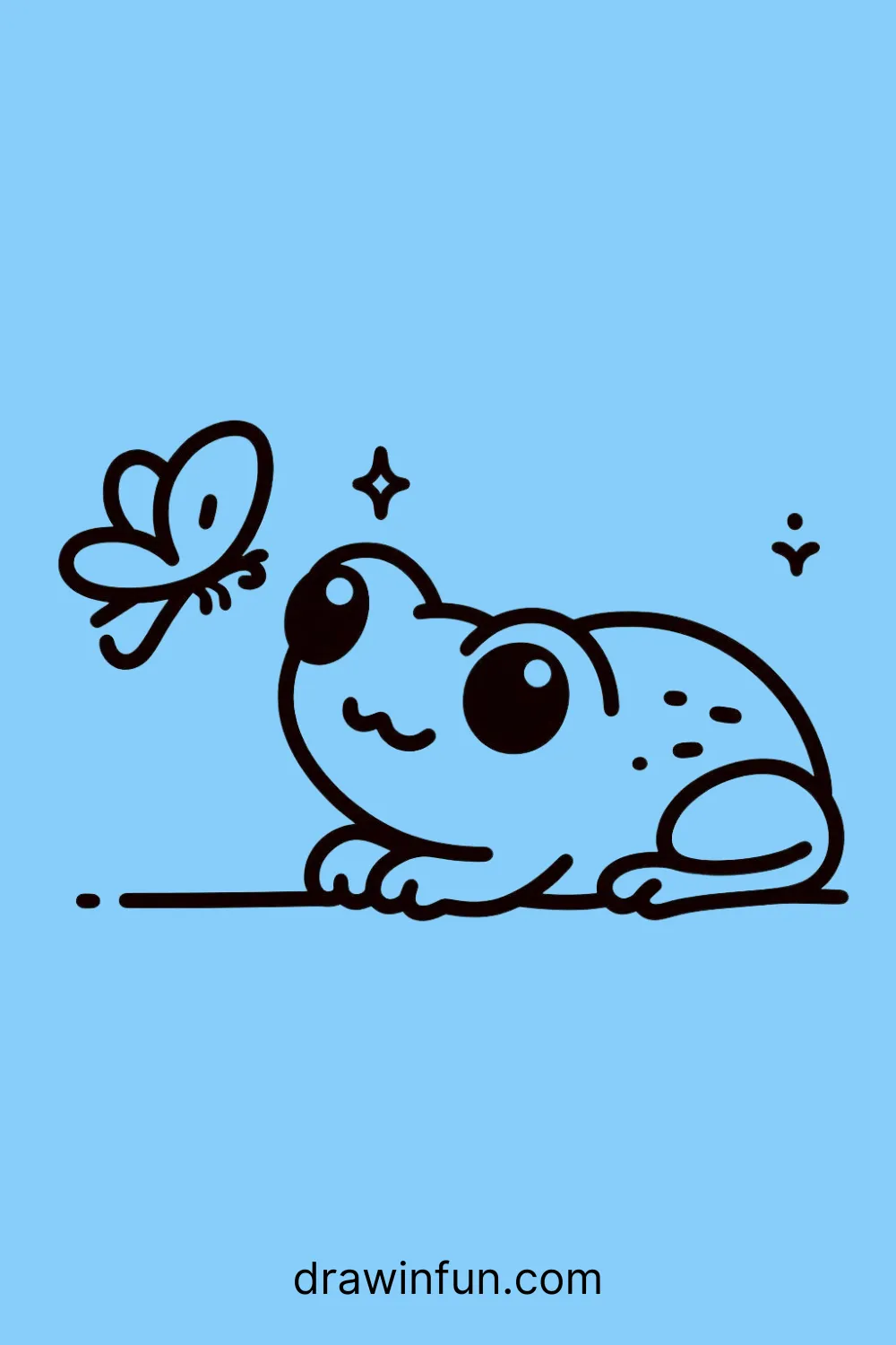 Frog with a Butterfly easy drawing