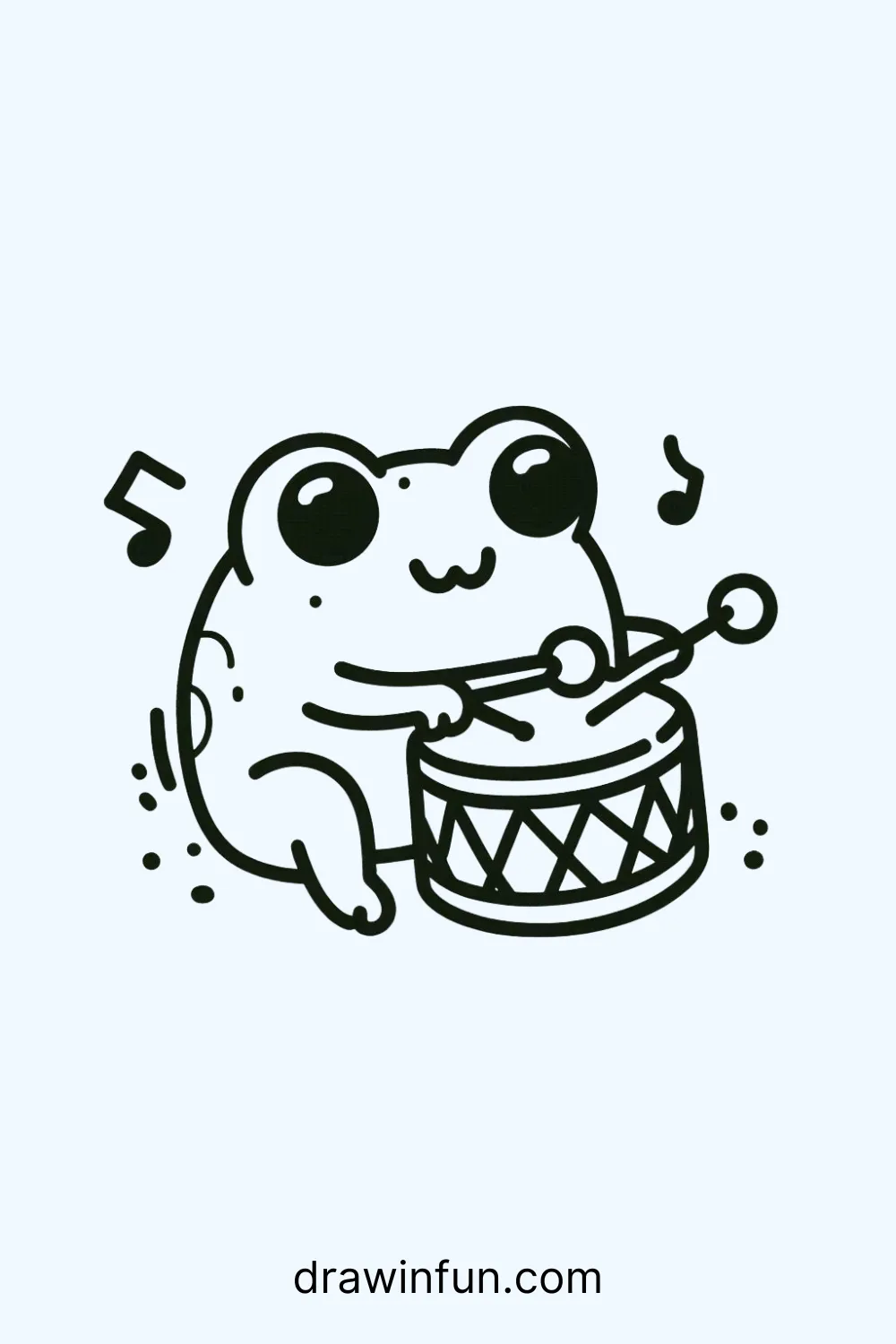 Frog Playing a Drum easy drawing