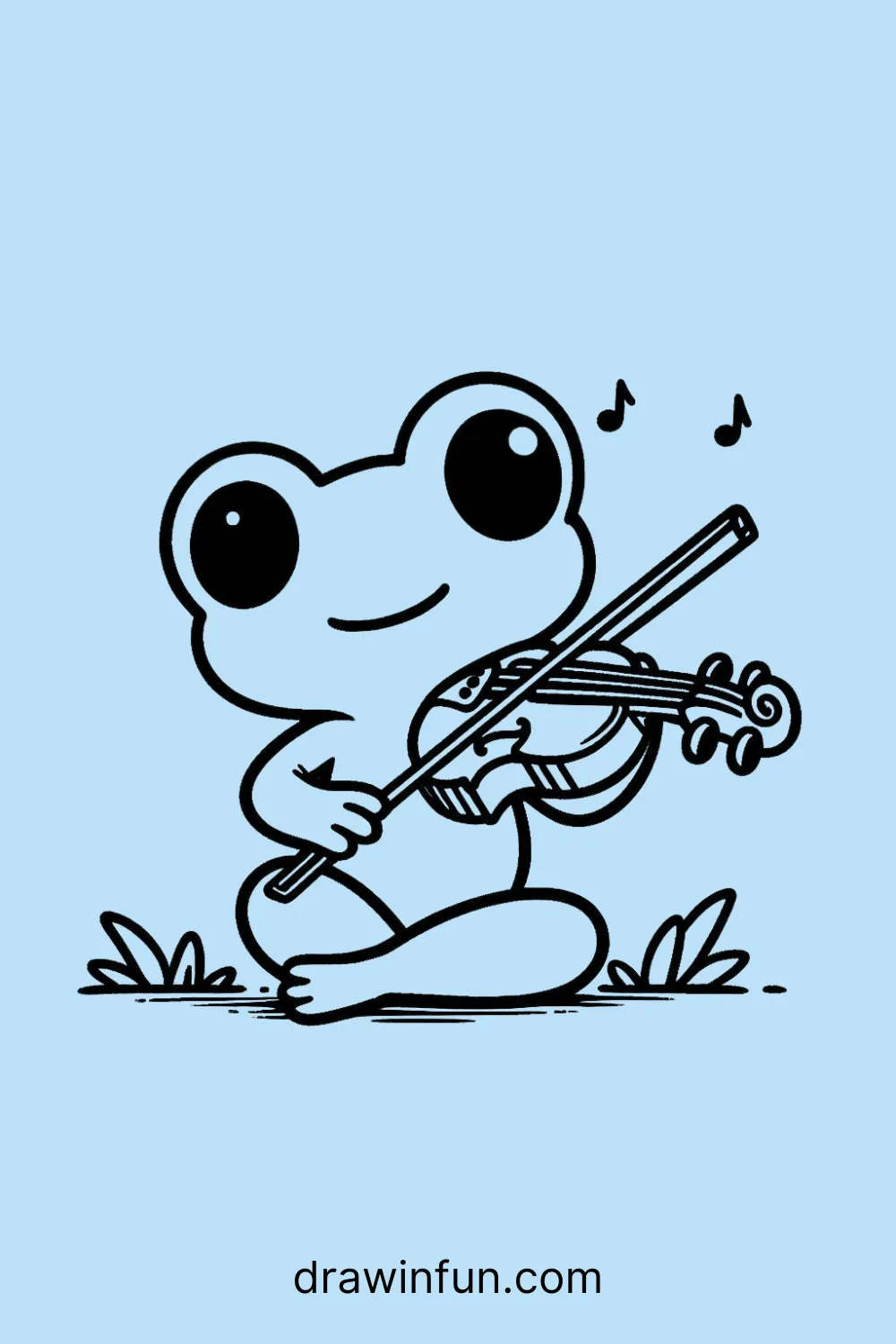 Frog Playing the Violin easy drawing