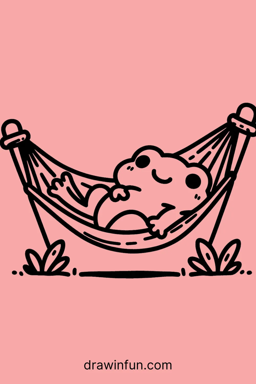 Frog in a Hammock easy drawing