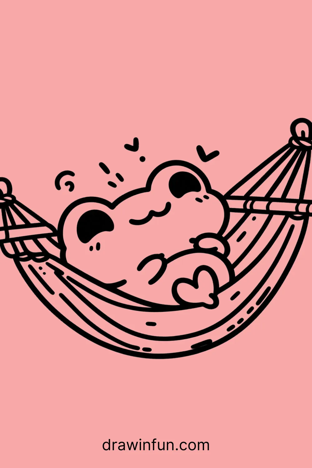 Frog in a Hammock easy drawing