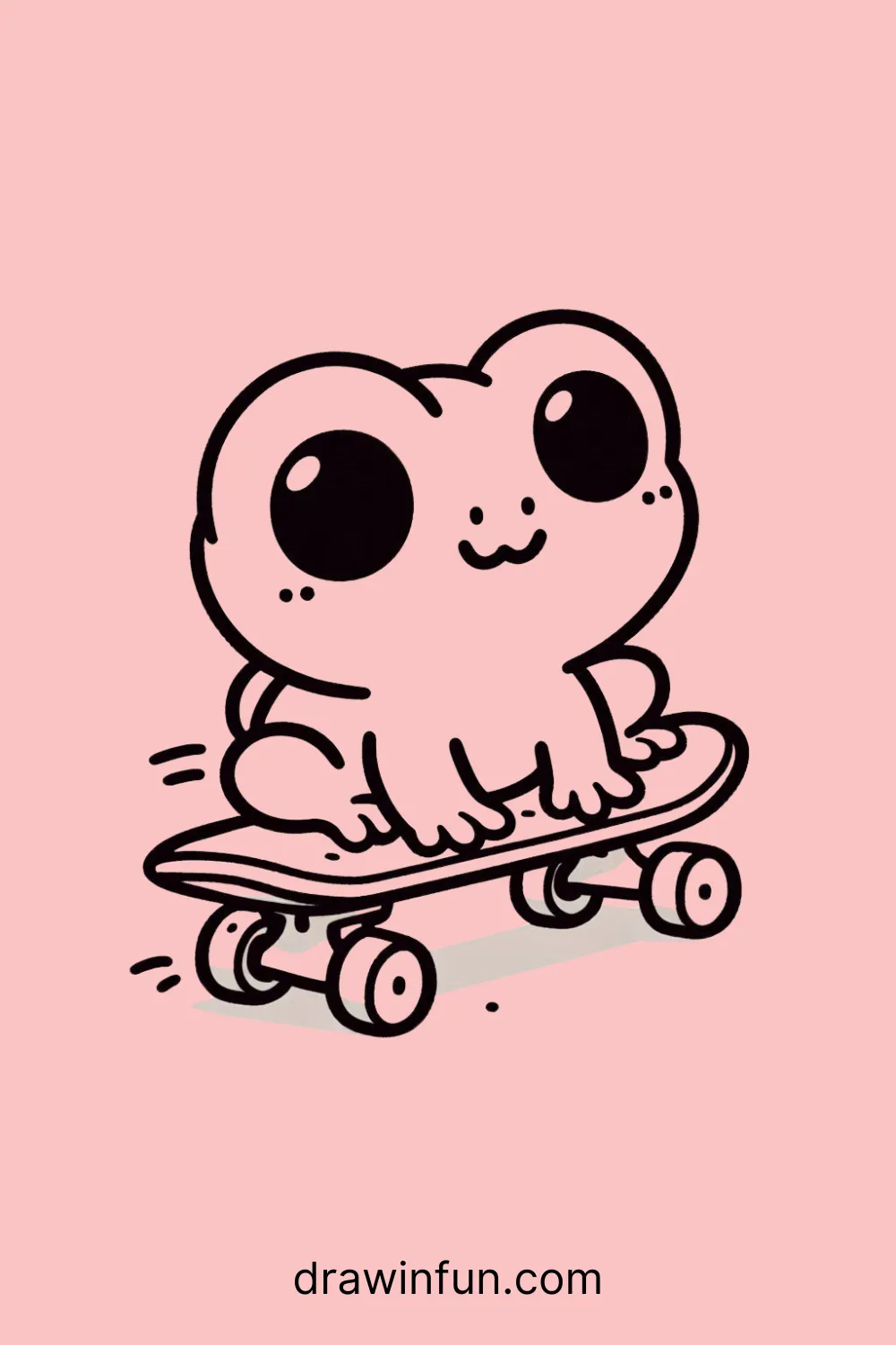 Frog riding a skateboard easy drawing