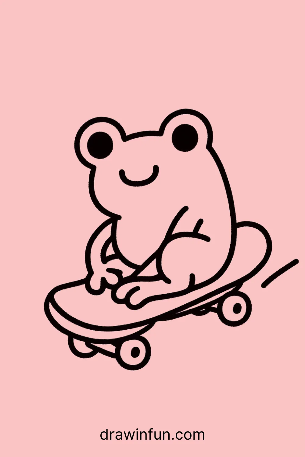 Frog riding a skateboard easy drawing