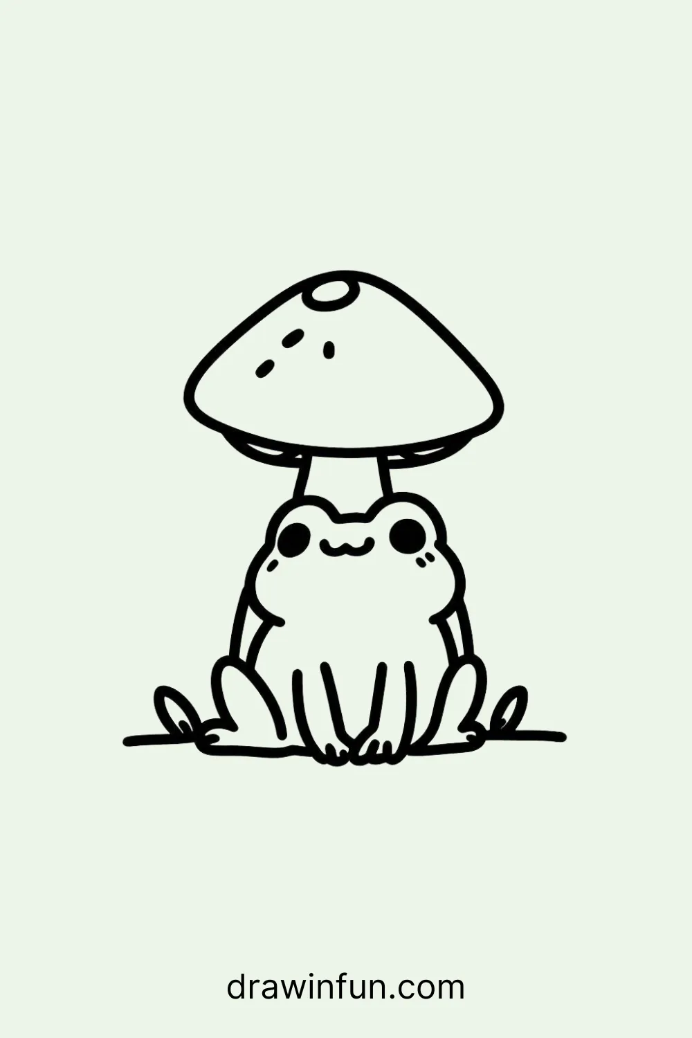 Frog with a Mushroom easy drawing