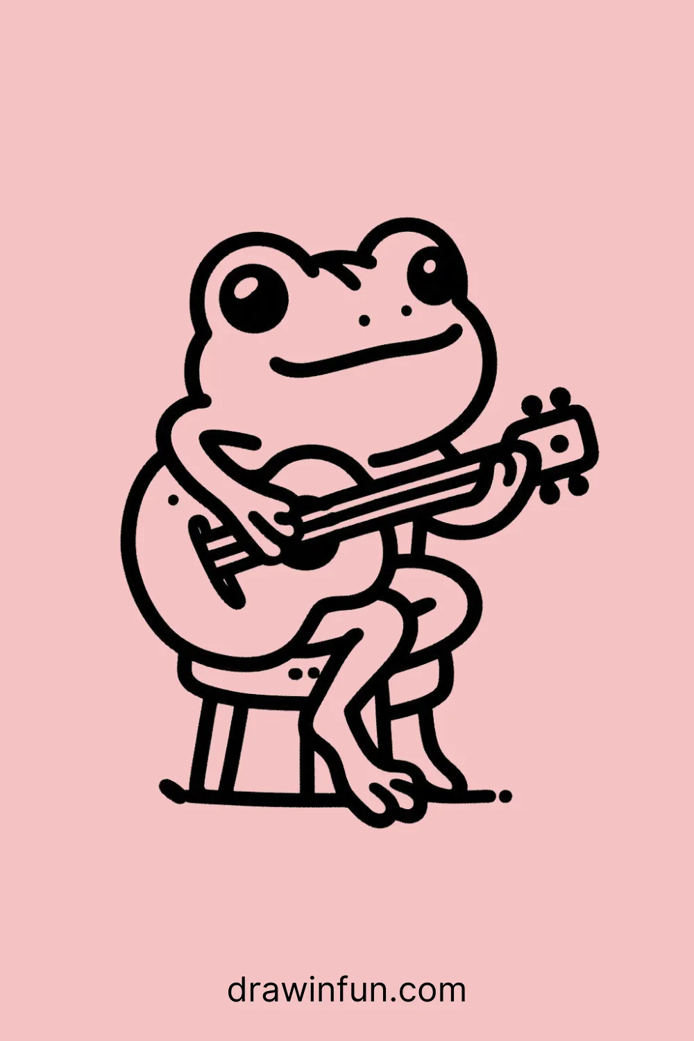 Frog Playing a Guitar easy drawing