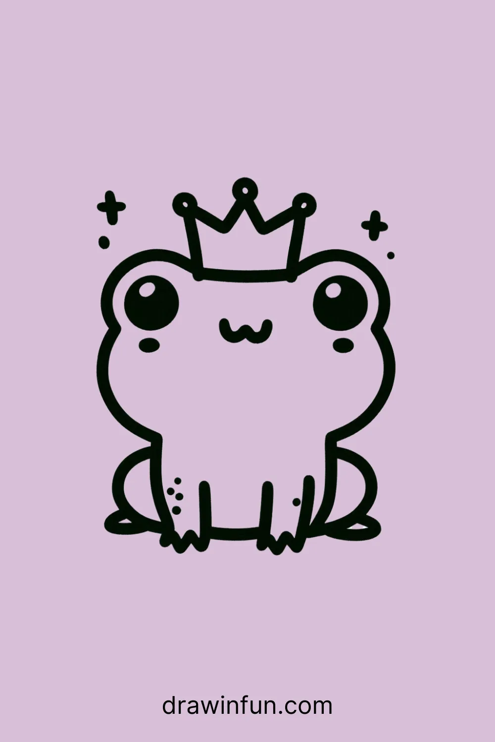 Frog wearing a crown easy drawing