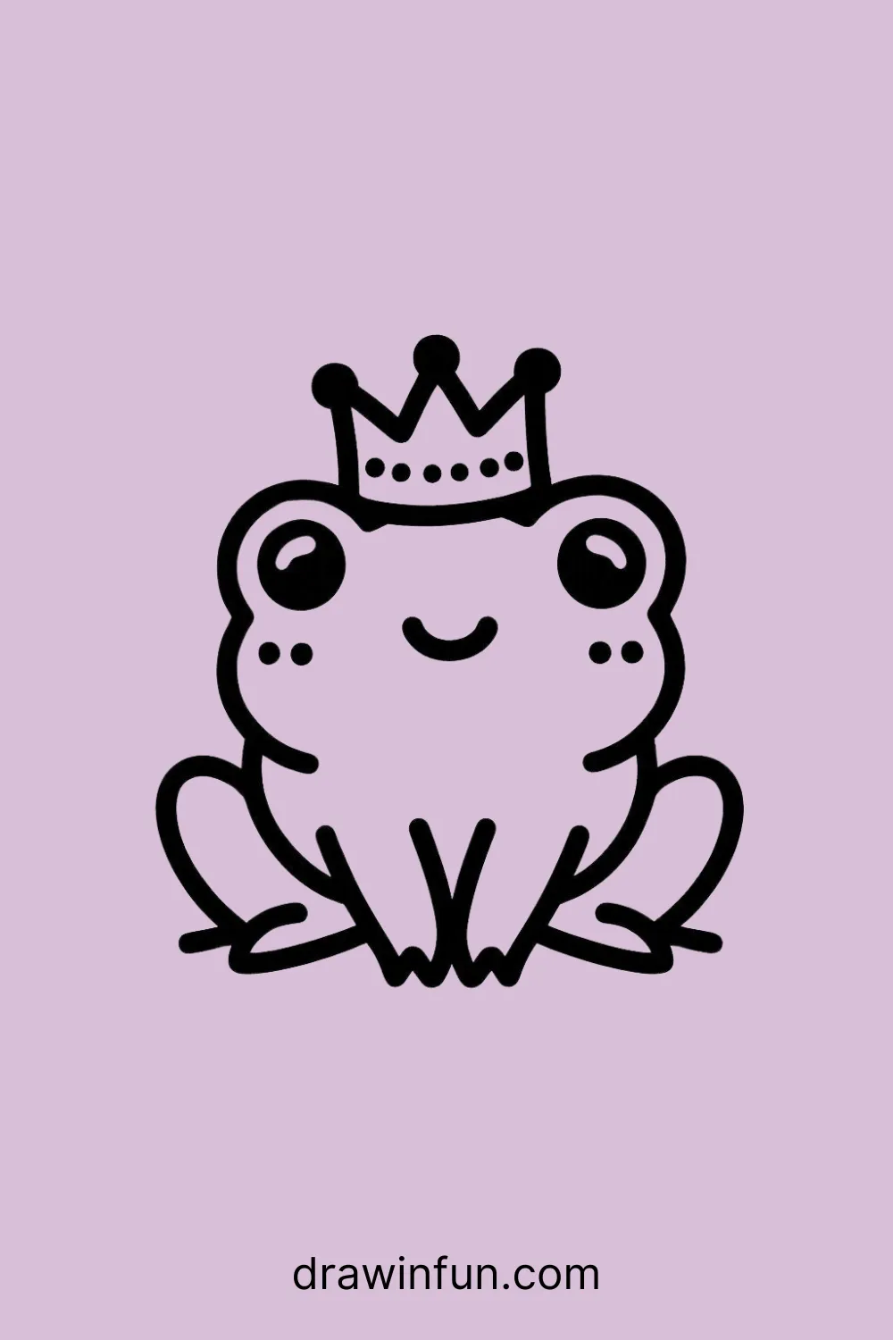 Frog wearing a crown easy drawing