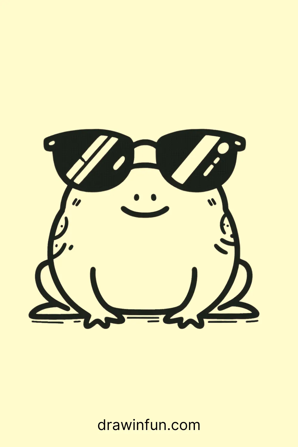 Frog wearing cool sunglasses easy drawing