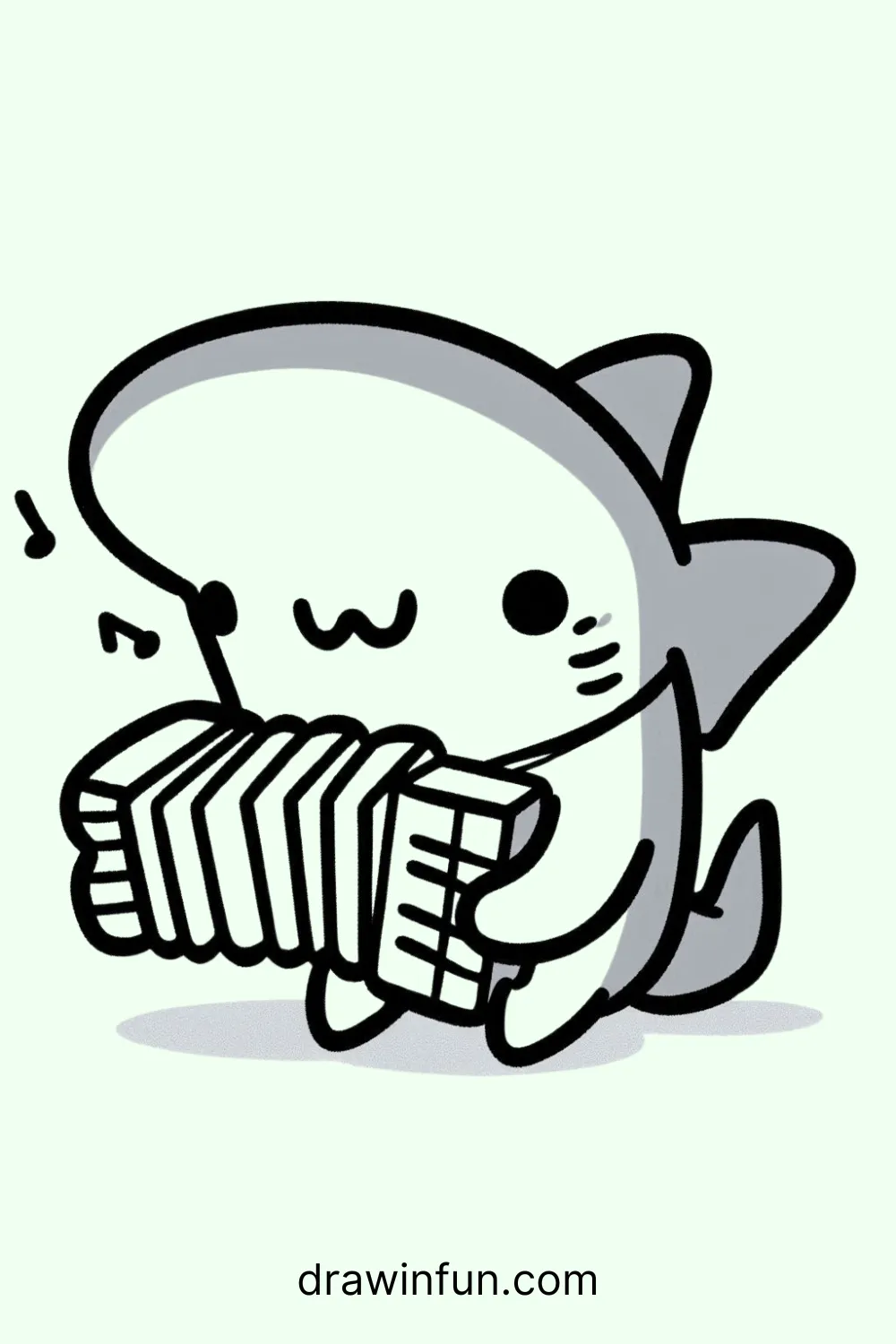 Hammerhead shark playing a accordion easy drawing