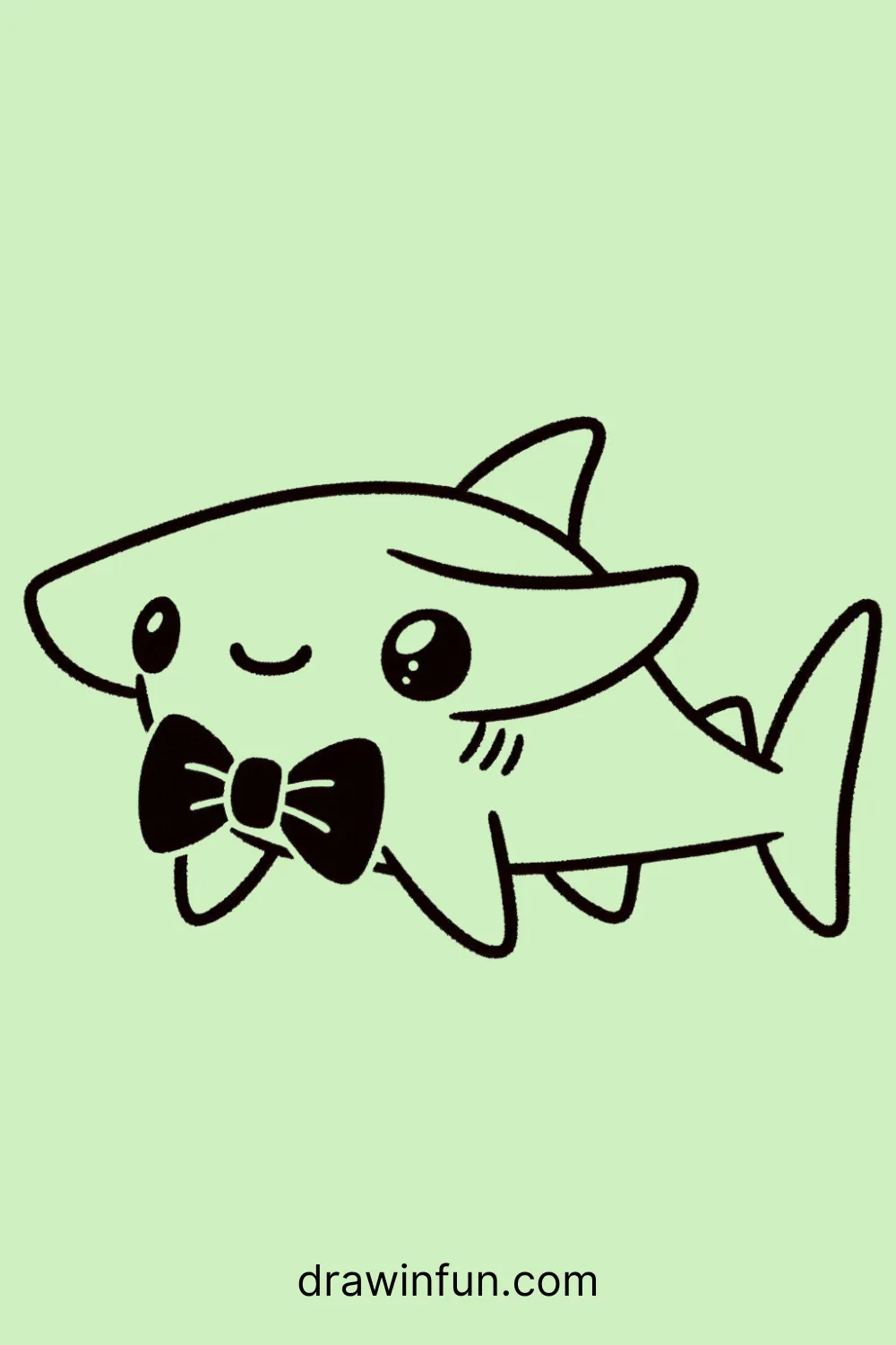 Hammerhead shark with a bowtie easy drawing