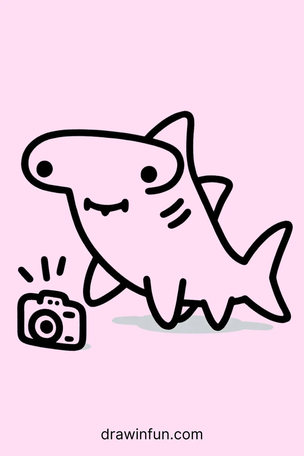 Hammerhead shark with a camera easy drawing