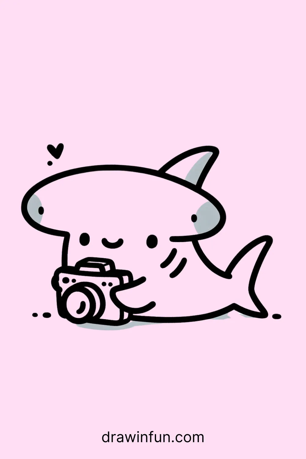 Hammerhead shark with a camera easy drawing