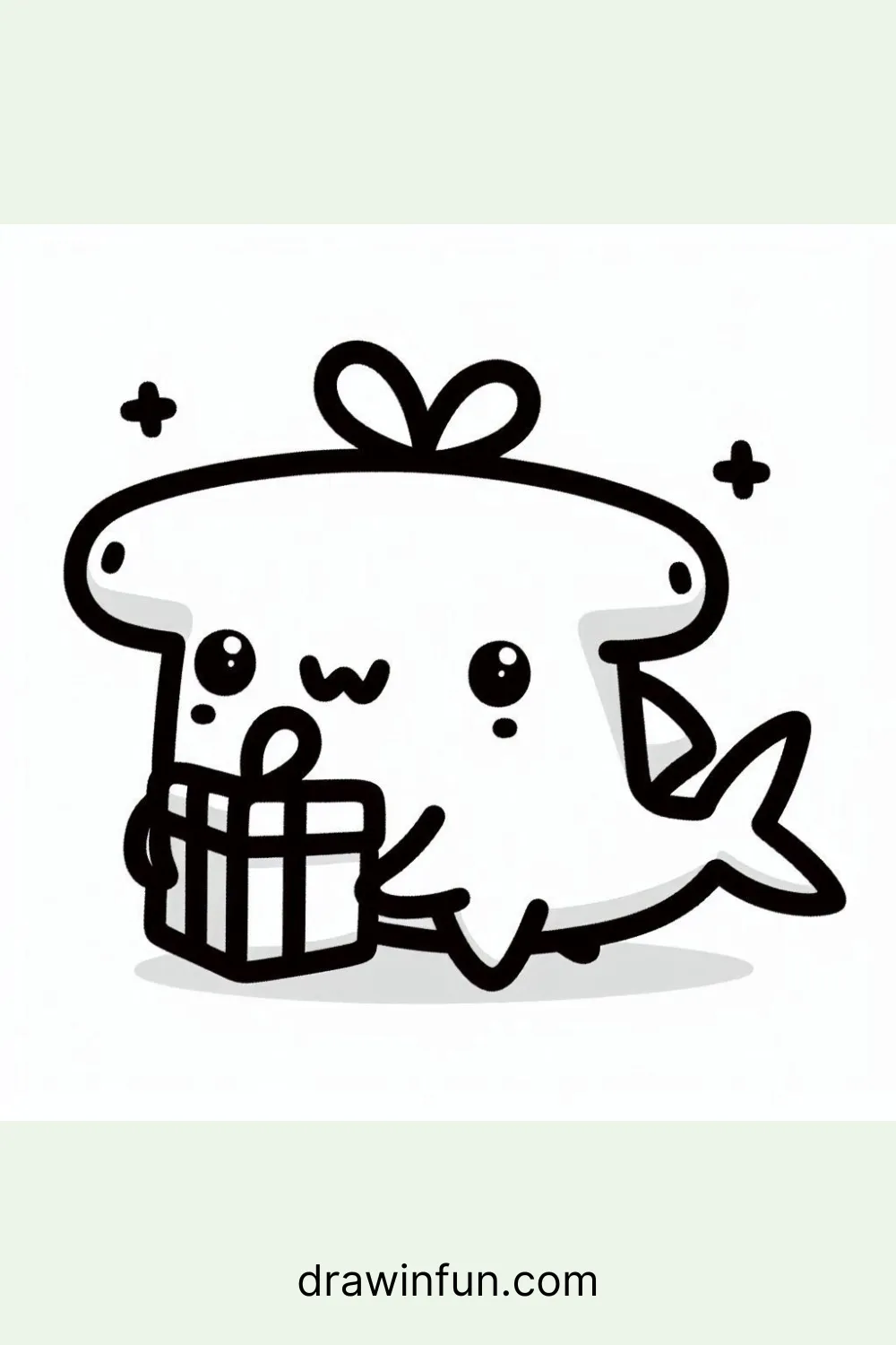 Hammerhead shark with a gift box easy drawing