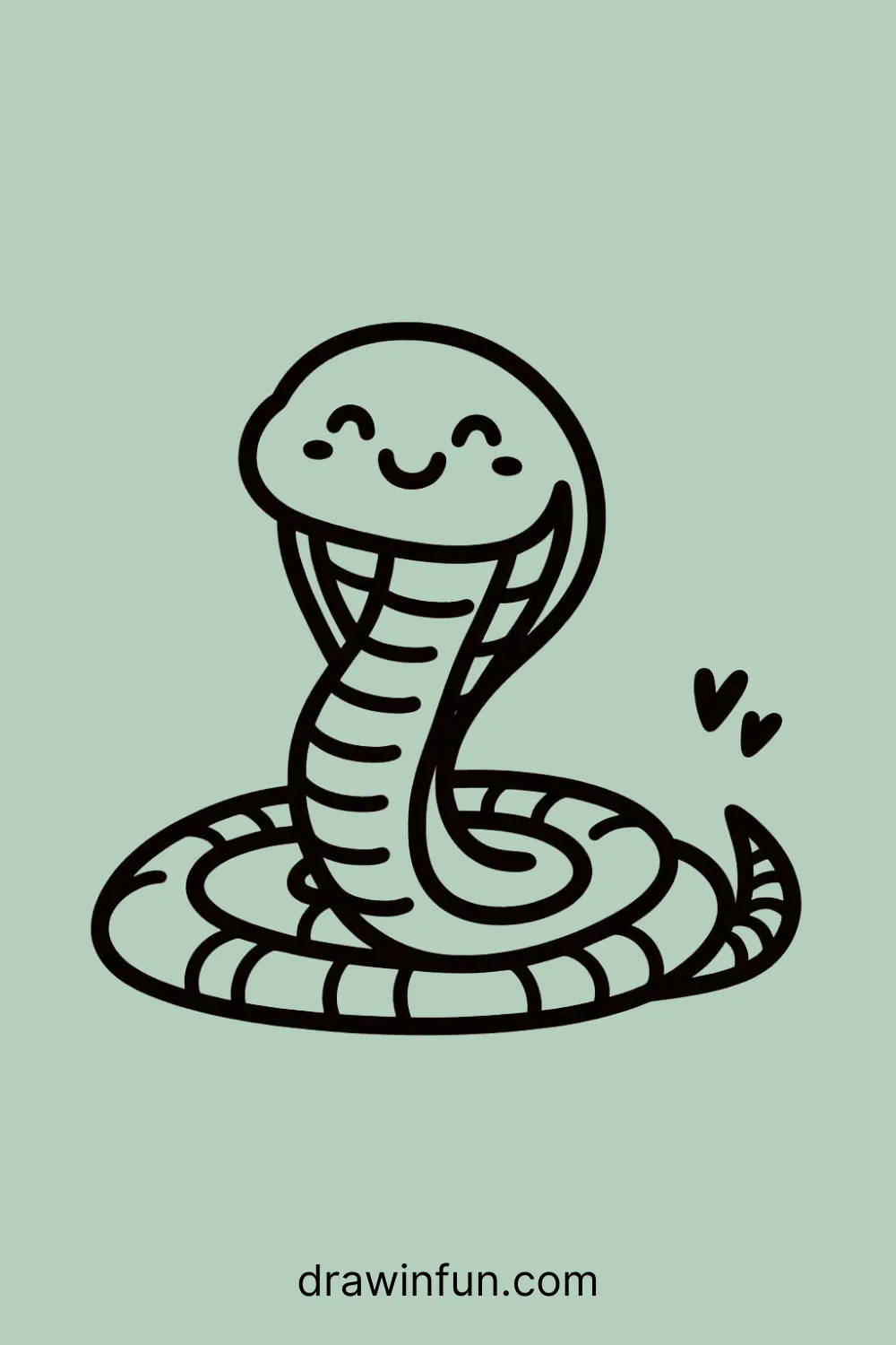 A King Cobra coiled in a spiral easy drawing