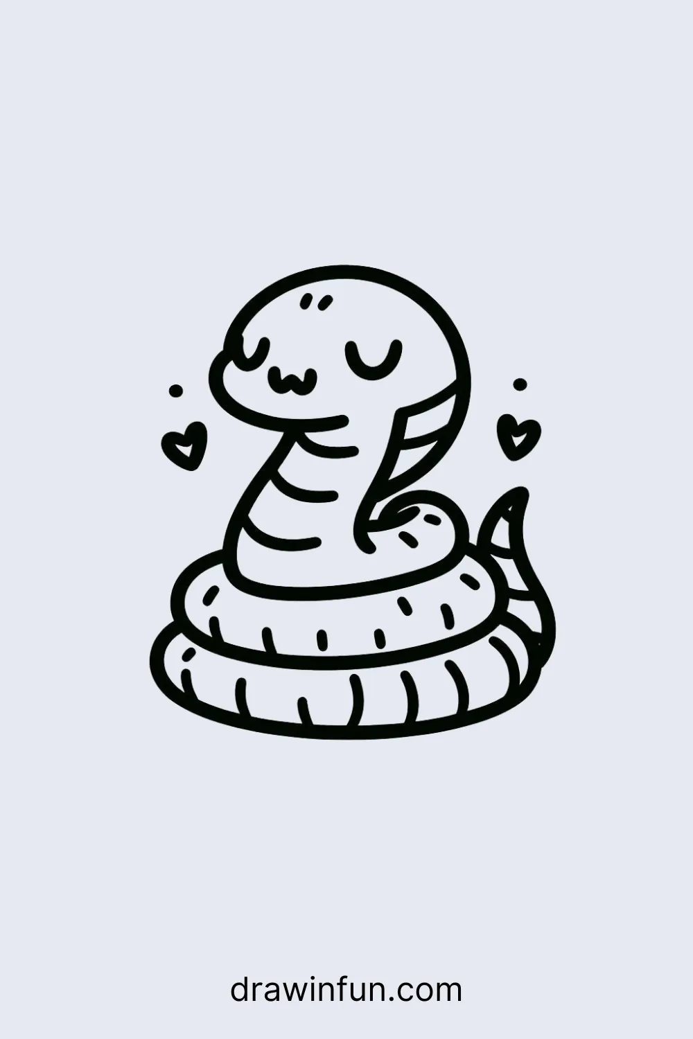 A King Cobra with its eyes closed easy drawing