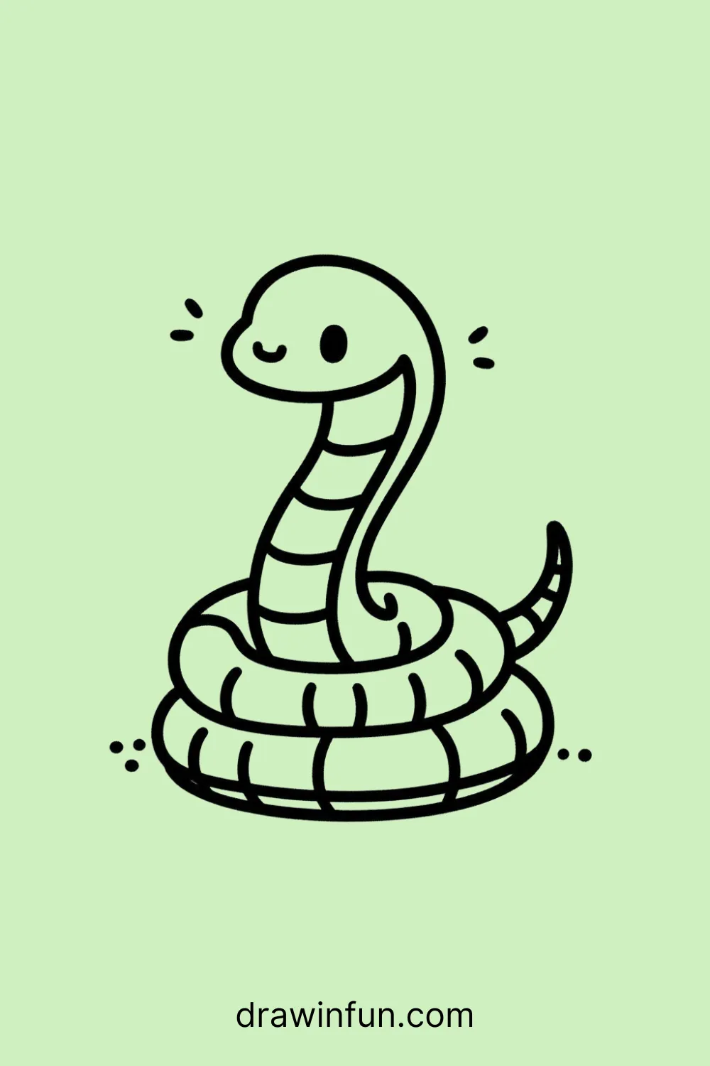 A King Cobra with its hood flared easy drawing