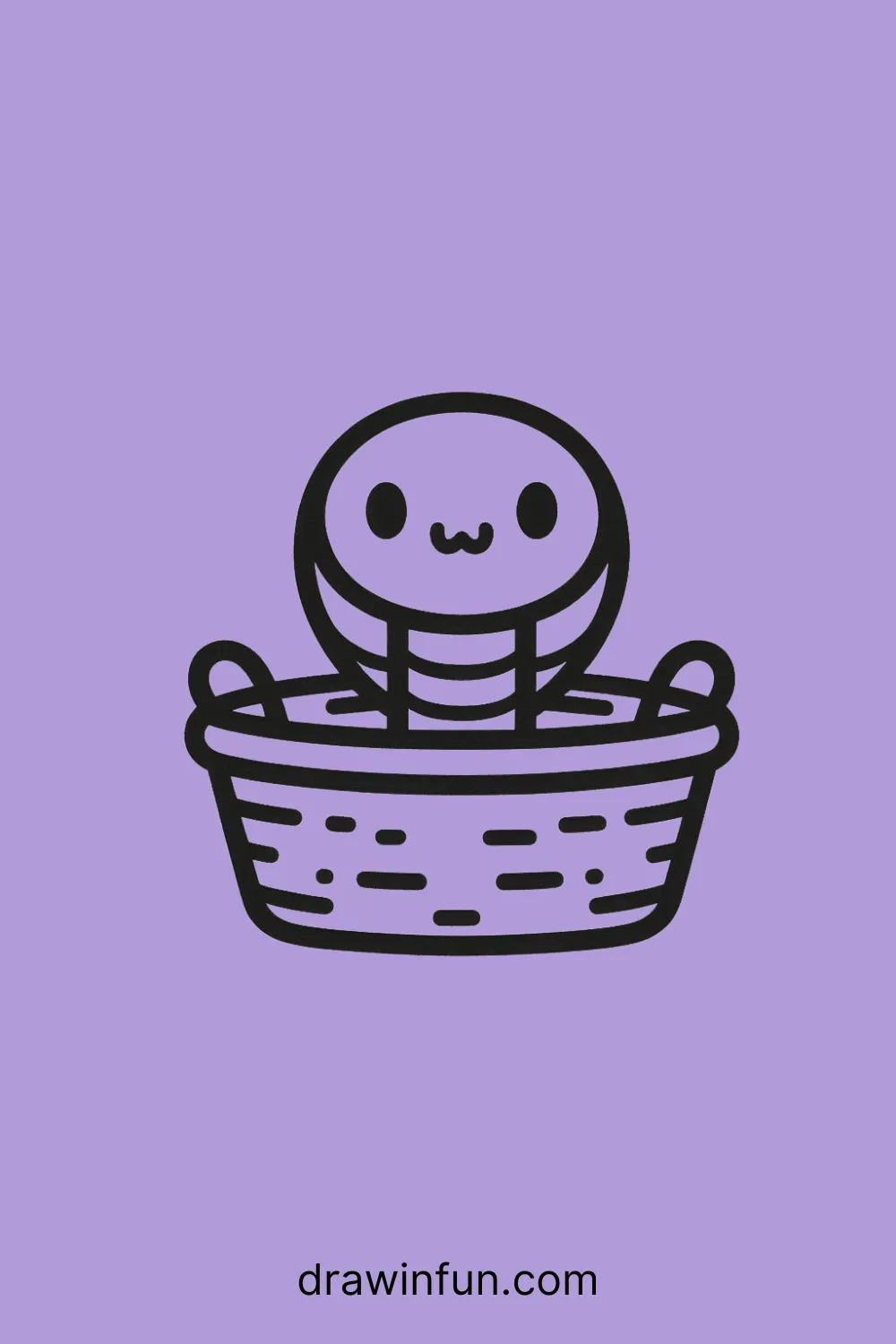 A King Cobra peeking out of a basket easy drawing