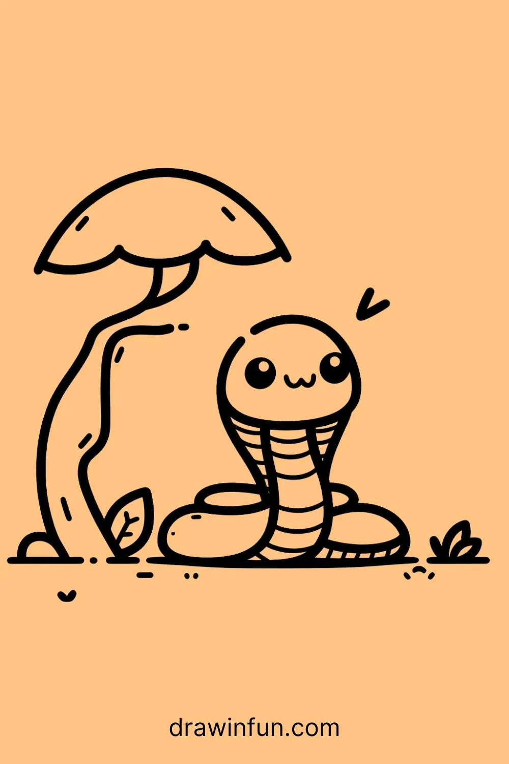 A King Cobra resting in the shade of tree easy drawing