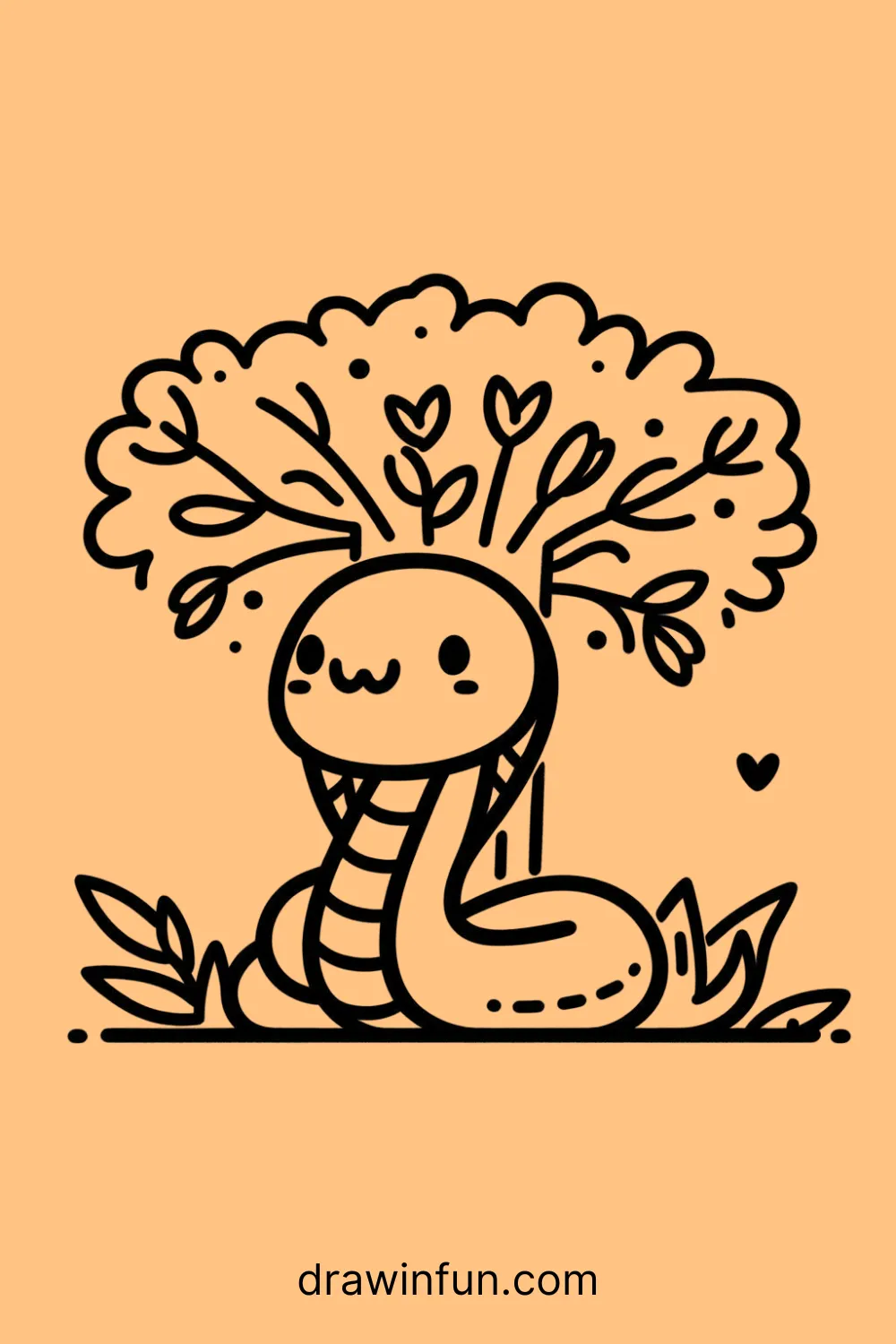 A King Cobra resting in the shade of tree easy drawing