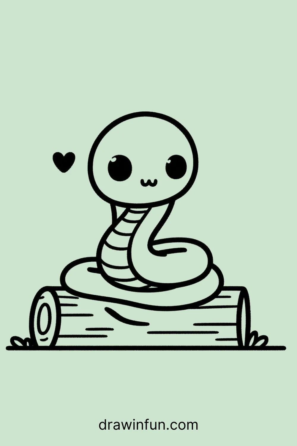 A King Cobra resting on a log easy drawing