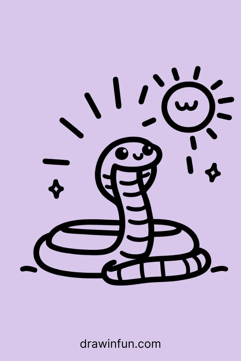 A King Cobra basking in the sun easy drawing