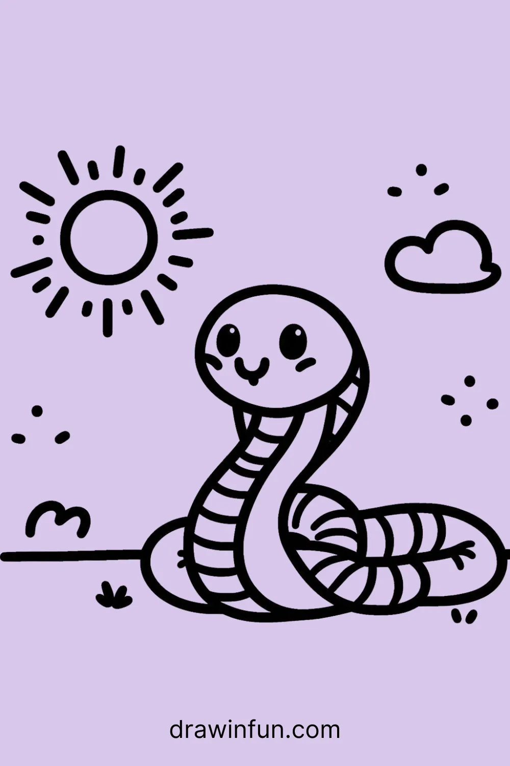 A King Cobra basking in the sun easy drawing