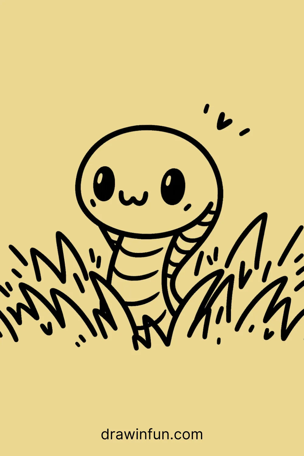 A King Cobra peeking out of tall grass easy drawing