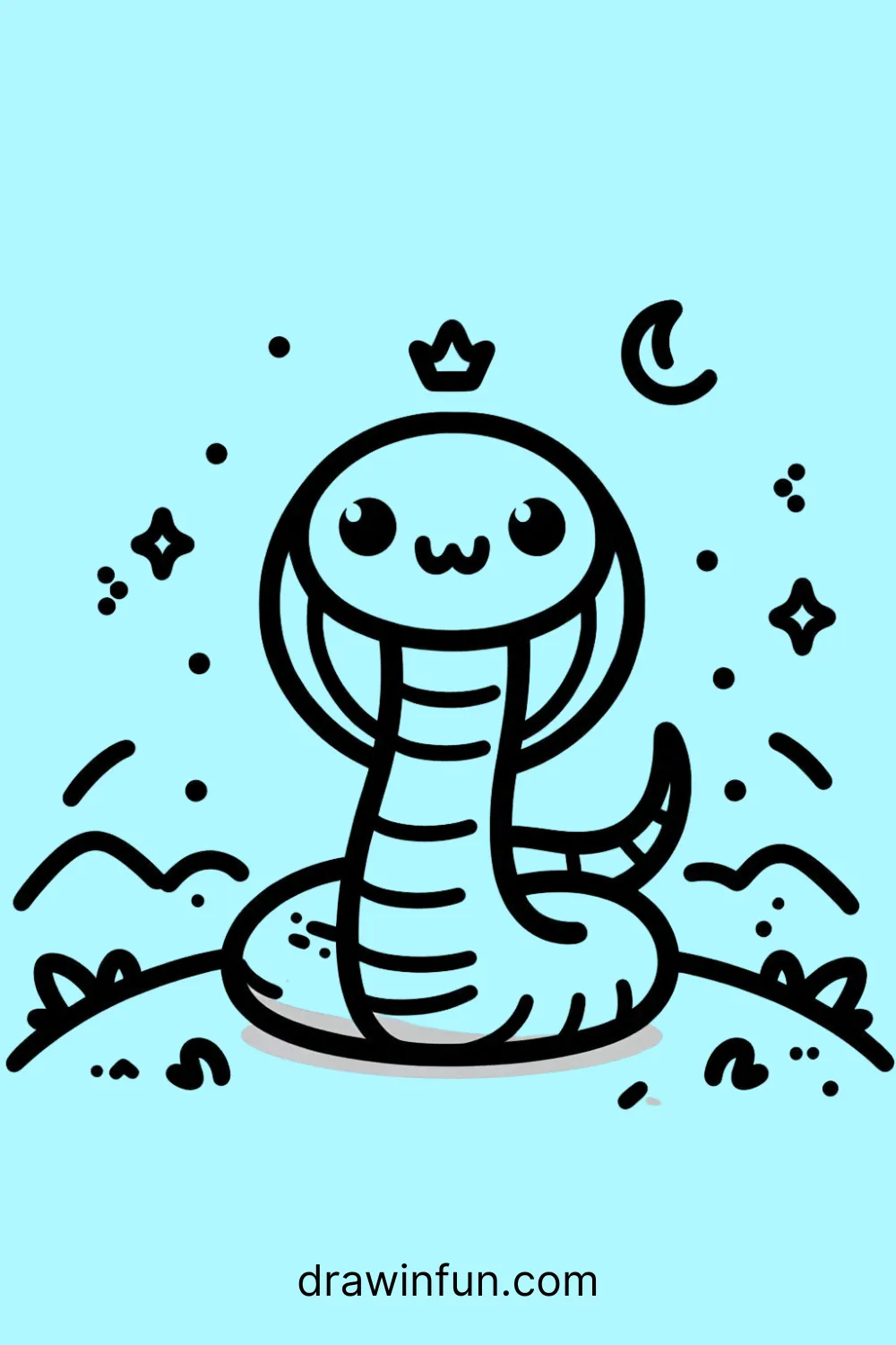 A King Cobra standing on a hill easy drawing