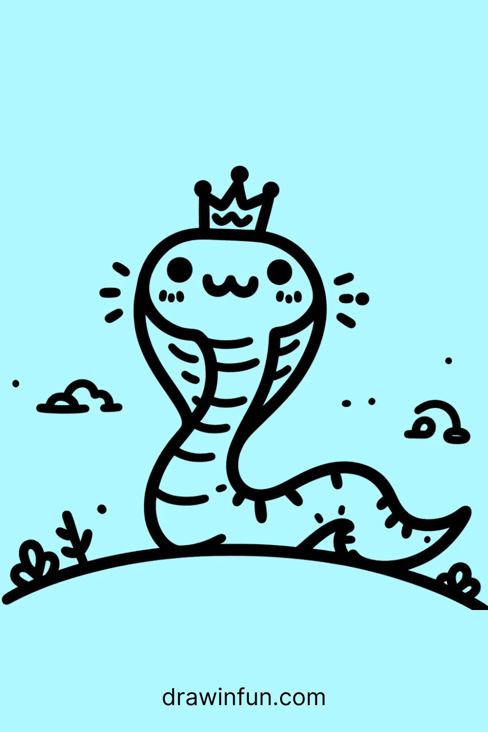 A King Cobra standing on a hill easy drawing