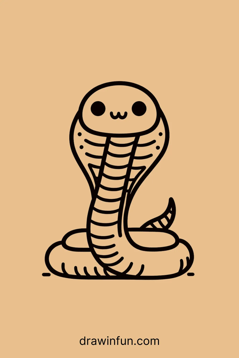 A King Cobra standing tall easy drawing