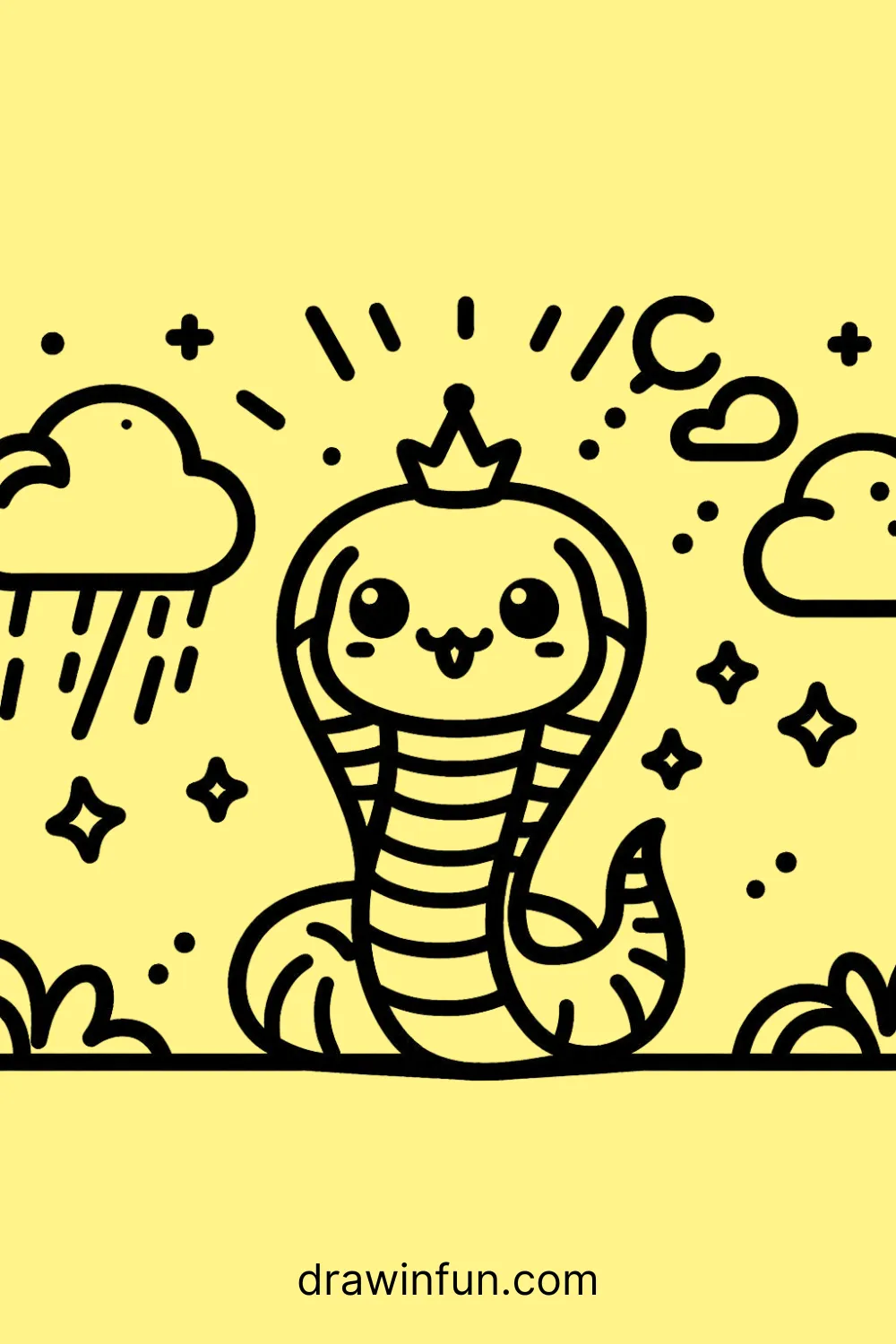 A King Cobra looking regal easy drawing